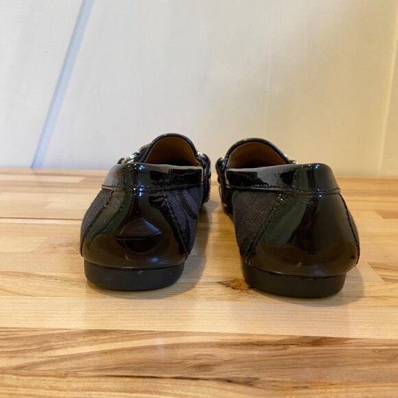 Coach Womens Felisha style Black Signature Canvas & Patent Leather Loafers Size - Picture 3 of 16